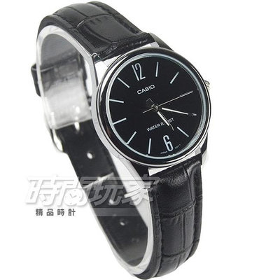 CASIO卡西歐 LTP-V005L-1B 簡潔風格皮帶女錶 數字簡約時刻 白x黑【時間玩家】
