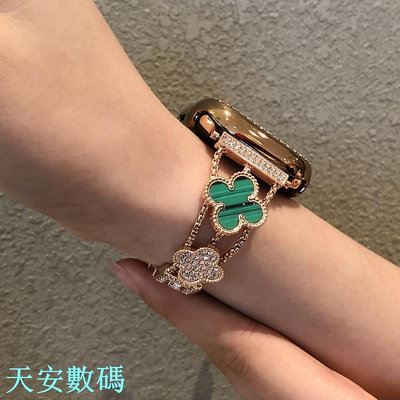 適用蘋果手錶Apple Watch 花朵錶帶 手煉錶帶 女士錶帶 鑲鑽錶帶S8 S6 S7 SE 45mm 40mm 4