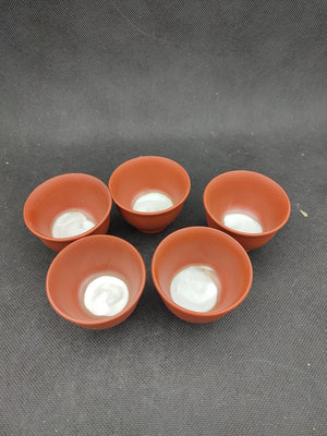 日本 常滑燒 志峯作 刷釉朱泥茶杯