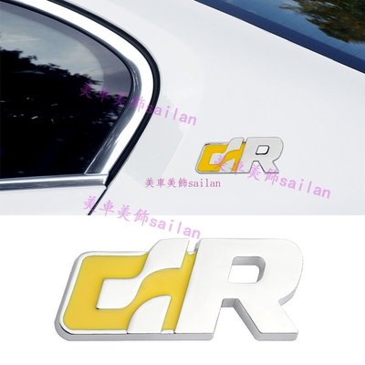 【福斯SR車貼】適用於福斯VW車標貼SR車標寶來Golf高爾夫R改裝SR字標運動版GTI金屬車標貼車尾標葉子板側標貼