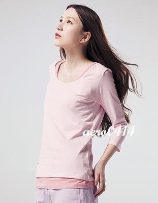 日本UNIQLO 春夏色彩 兩件式五分袖純棉素面T恤 (含背心) 二手近新12粉S號