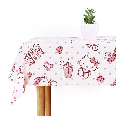 Kitty桌布印花桌布家用創意臺布加厚圓桌野餐布長方形防水桌巾