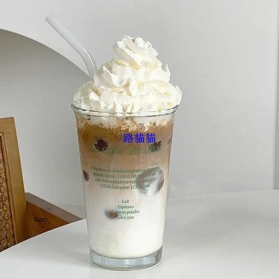 新款玻璃杯ins高顏值家用透明韓式字母玻璃杯簡約咖啡奶茶牛奶杯路貓貓超夯 正品 現貨