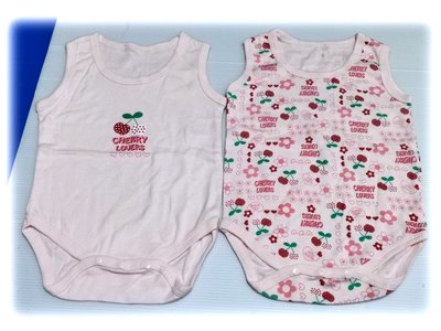 夏季款賠本出清☆╮100%純棉俏麗櫻桃女寶寶無袖包屁衣(全新) ╭☆Q-BABY 嬰童裝