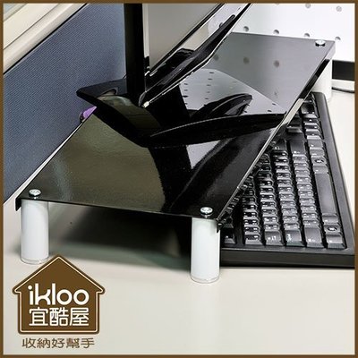 【ikloo】省空間桌上螢幕架/鍵盤收納架1入~黑色/收納櫃/組裝收納櫃/電腦架/電腦桌