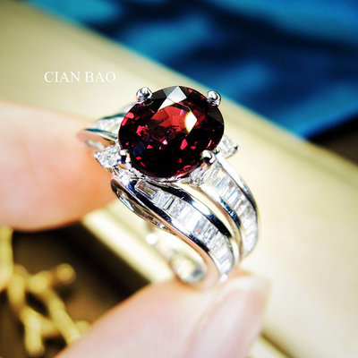 紅尖晶石鑽戒💋純正18K金紅豔紅寶石等級紅尖晶石 1.42克拉💎鑽石