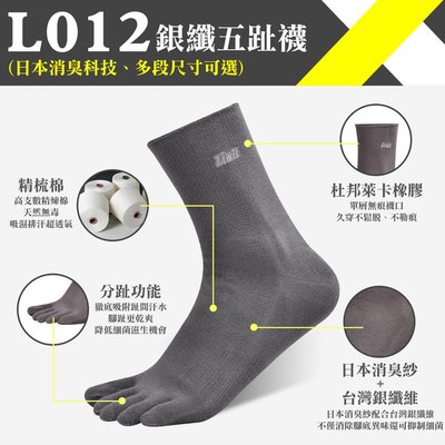 【專業除臭襪】銀纖五趾襪(灰)/抑菌消臭/吸濕排汗/機能襪/台灣製造《力美特機能襪》