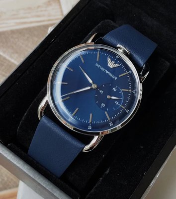 EMPORIO ARMANI Aviator 藍色面錶盤 藍色皮革錶帶 石英 男士手錶 AR11335 亞曼尼腕錶