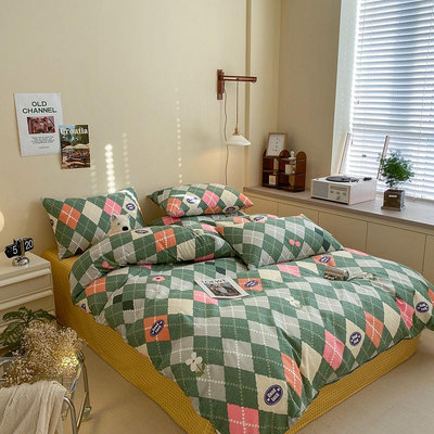 床包ins北歐床上用品四件套純棉全棉床單被罩被套床笠學生宿舍三件套4