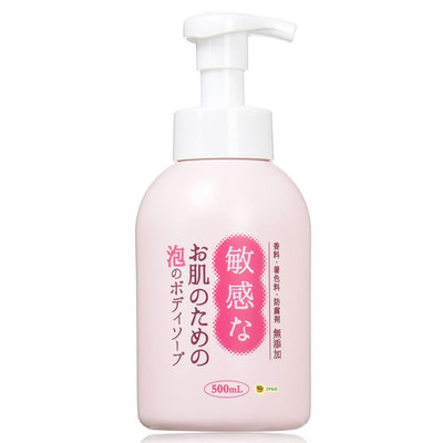 【JPGO】日本製 Clover 敏感肌可用 泡沫沐浴乳 500ml#131