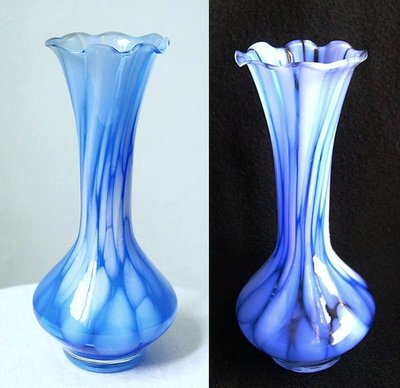 老玻璃瓶玻璃花瓶花器手工玻璃藝術品藍玻璃台灣民藝擺飾品家飾品復古懷舊【心生活美學】