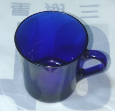 早期 藍色 玻璃杯/馬克杯 底加厚