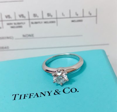 小巴黎二手名牌~Tiffany 經典 六爪鑽  婚戒 71分  Gcolor  3EX頂級切工 有證書 盒裝