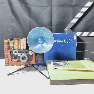 1948全套古董相機Argus鎂絲閃光燈民國戲道具 膠卷旁軸