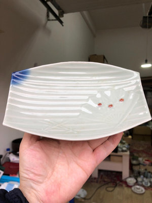 日本回流老柴燒浮雕盤子 壽司盤 生魚片盤 老物