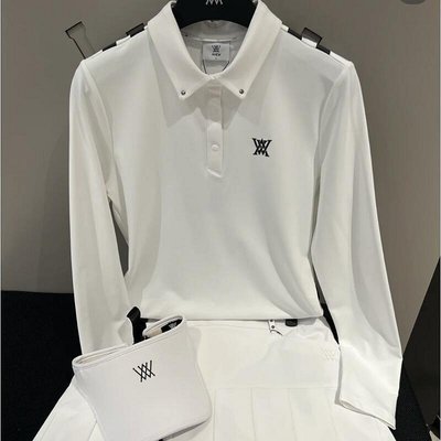 新款推薦 高爾夫 秋季新品高爾夫球服女長袖運動乾透氣彈力上衣Polo衫上衣T恤-可開發票