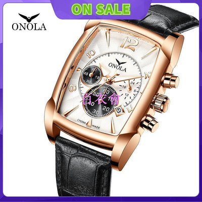 【百衣會】ONOLA   新款 時尚 商務 多功能 男士 石英 手錶 男款 防水 皮帶 手錶 watch