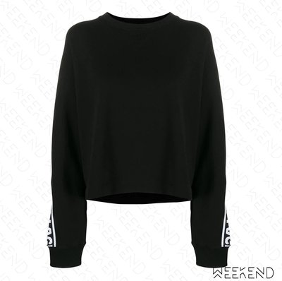 【WEEKEND】 KARL LAGERFELD Stripe Logo 卡爾 織帶 上衣 衛衣 黑色 20春夏