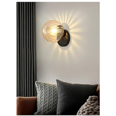 🌛現代簡約室內壁燈北歐臥室床頭牆壁燈創意過道創意玻璃圓球壁燈