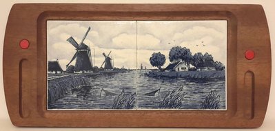 【波賽頓-歐洲古董拍賣】歐洲/西洋古董 荷蘭早期 手工彩繪陶瓷托盤 45x20cm(Made in Holland)