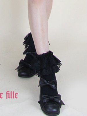蘿莉塔蕾絲滾邊蝴蝶結短襪日本Metamor日系深藍色白色黑色日本製兩款lizlisa LIZ LISA風。全新