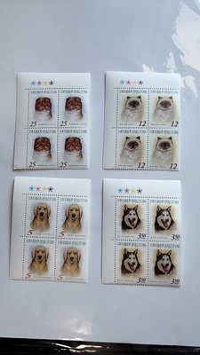 常124 寵物郵票（第1輯） 左上角四方連含色標