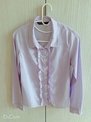 【MASTINA】荷葉門襟正裝-女長袖襯衫~紫