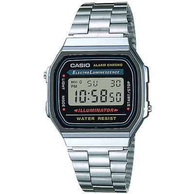 CASIO 卡西歐 復古風潮經典方形電子錶(A168WA-1W)