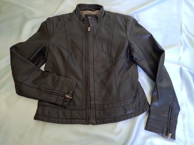 [99go]  出清不議 Legna 黑色 腰身款 騎士風 立領 羊皮外套 夾克 XL號 重機 皮衣