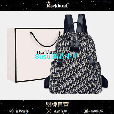 [時尚]美國Rockland後背包包女時尚書包2024新款印花帆布包大容量背包女 2ANJ