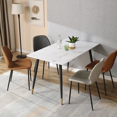 北歐ins輕奢大理石餐桌飯桌家用6人現代簡約小戶型巖板餐桌椅組合