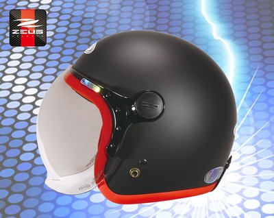 〈JN騎士用品〉 ZEUS 382C 安全帽 3/4 半罩 復古帽 消光黑紅 平光黑紅 泡泡鏡 插扣