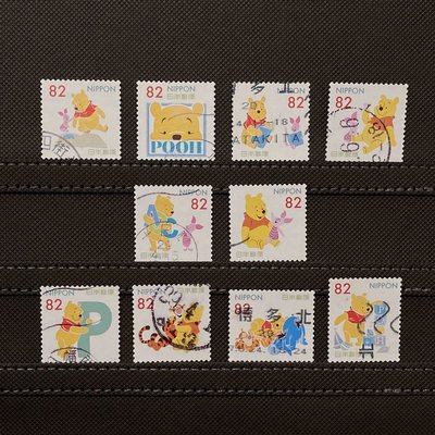 (D12)外國郵票 日本郵票 卡通郵票 迪士尼 小熊維尼與好朋友 2017年 10全
