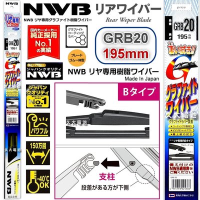 【可超取】日本 NWB 後窗雨刷 GRB系列 8吋 原廠後窗雨刷 後擋玻璃雨刷 圓頭後雨刷 GRB20
