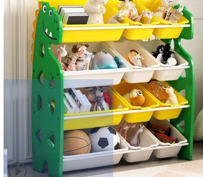 卡通恐龍款玩具收納架 長頸鹿玩具收納架 玩具整理架 兒童玩具收納櫃箱 玩具架