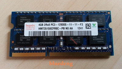 hynix 4G 2RX8 PC3-12800S-11 1.5V HMT351S6CFR8C-PB筆電記憶體