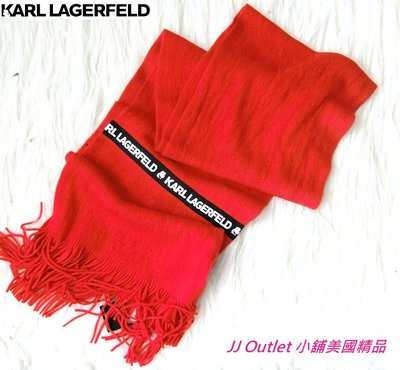 [美國購回 Karl Lagerfeld, 現貨在台]全新卡爾·拉斐爾(老佛爺)紅色針織保暖圍巾(附購証)