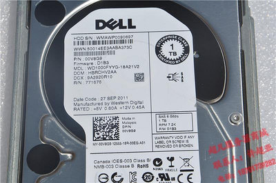 電腦零件原裝Dell R720 1TB 3.5寸 7.2K 6Gb SAS硬盤 WD1000FYYG 0V8G9筆電配件