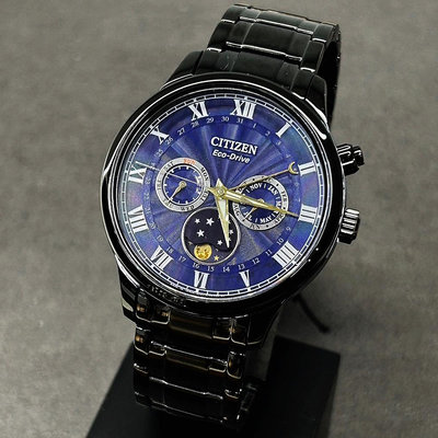 現貨 CITIZEN AP1055-87L 星辰錶 手錶 42mm 光動能 月相腕錶 藍色面盤 黑鋼錶帶 男錶女錶