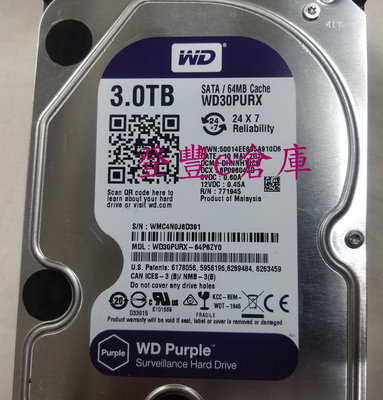 【登豐e倉庫】 YR22 紫標 WD30PURX-64P6ZY0 3TB SATA3 硬碟