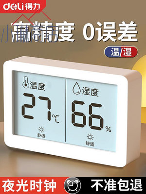 得力溫度計室內家用高精準度電子數顯壁掛嬰兒房干溫濕度計溫度表-小琳商店