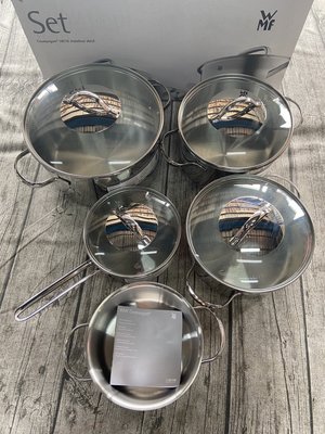 WMF Cookware set Provence Plus 5pcs 玻璃鍋蓋 不鏽鋼鍋五件組