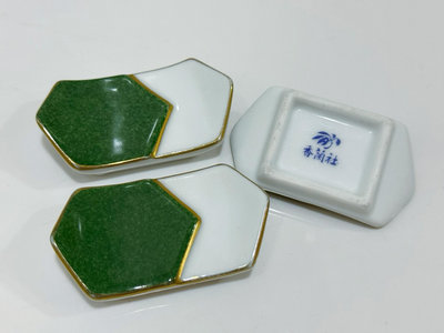 香蘭社筷置 綠色 描金