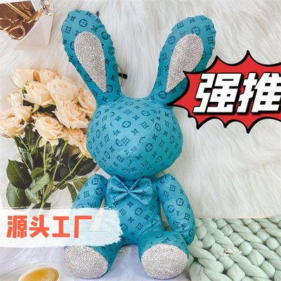 新款批發網紅鑲鉆兔子擺件 客廳背景墻裝飾 公仔玩偶直播背景兔兔