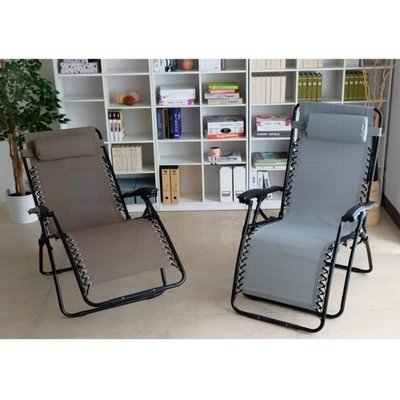 [ 家事達 ] 台灣SA-6682 加寬無段式休閒透氣躺椅 兩色可選-灰色/胡桃色