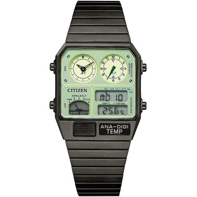 CITIZEN 星辰 夜光型者限定款 80年代復古時尚計時雙顯錶-32.5x40.6mm(JG2147-85X)
