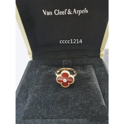 雪兒精品Van Cleef &amp; Arpels 梵克雅寶 Vintage 黃K金紅玉髓鑽石戒指 VCARD40800