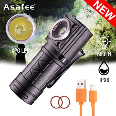 Asafee 550LM T201 XPG LED多功能L型转角头灯上下90°可调头按开关使用16340电池定焦IPX6-星紀汽車/戶外用品