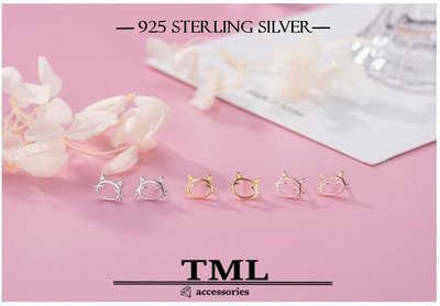 TML S925純銀 甜美可愛貓咪耳環 純銀耳環 針式 女款(SE0481)