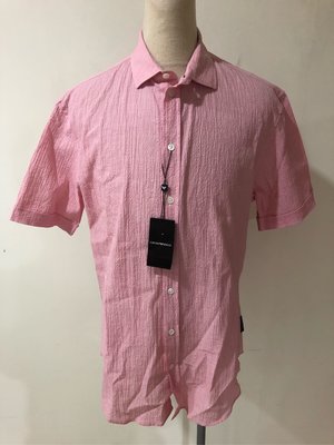 全新EMPORIO ARMANI 粉紅色泡泡紗短袖襯衫（結束營業。開倉甩賣）